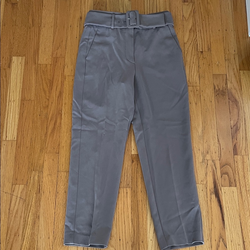 EUC! Aritzia Babaton Mayne belted taupe trouser dress pants 2